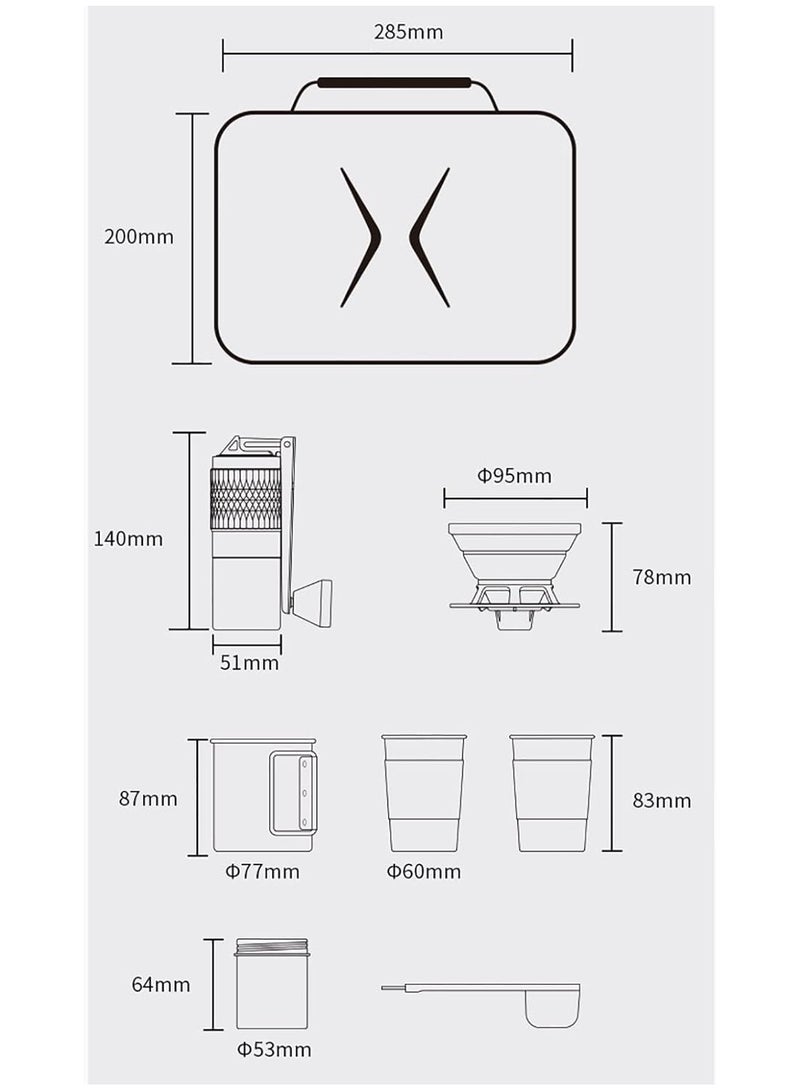 Jarrah Premium Portable Coffee Kit with Grinder Filter Server Cup and Storage Bag for Home & Travel - Image 2